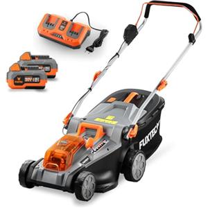 FUXTEC Tagliaerba elettrico a batteria 40V (2x20V) E2RM43 Set batterie e caricabatterie - Larghezza di taglio 43cm, Altezza di taglio variabile, Tosaerba a batteria, Senza fili