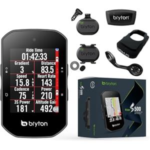 Bryton Rider S500T con Kit Dual Sensor, sensore cardio e supporto frontale in alluminio, Nero, Taglia unica