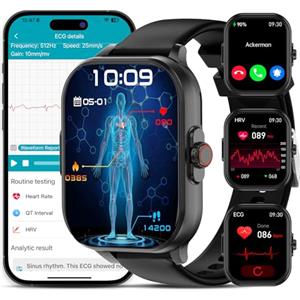 YYKY Smartwatch Uomo Donna 2025 ECG+HRV????????????????????????????????2.01 Orologio Sanitario con Funzione Telefono,SPO2 RΙΙEναMENtO dEΙΙ'ΑpNEΑ,Stress emotivo Pressione sanguigna Meteo Sonno Fitness per Android/iOS