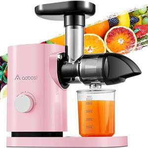 AAOBOSI Slow Juicer con motore silenzioso/funzione di riavvolgimento/spazzola facile da pulire - schiacciamento delicato senza filtraggio, spremiagrumi a freddo per frutta e verdura, rosa