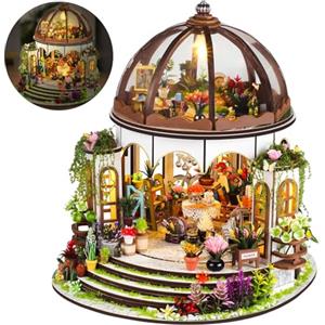Taimimy Kit fai da te in Miniatura, DIY Case delle Bambole da Costruire in Legno con Luce LED kit di Costruzione per Adulti Decorazione Scaffale, Compleanno Regali di Natale (Casa da Giardino)