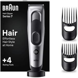 Braun Series 7 TAGLIACAPELLI UOMO, Con 17 Impostazioni Di Lunghezza, Sistema Di Memoria Safetylock, lame Ultra Affilate, 2 Pettini, Batteria Ni-Mh 50 Minuti Di Autonomia, Idea Regalo, HC7390