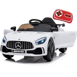 VITONIS 12V Macchina Elettrica per Bambini Mercedes Benz AMG, 2 Porte Giocattolo Veicoli Elettrici con Telecomando 2.4G, MP3, Luci a LED e Cintura di Sicurezza per Bambini dai 3 anni in su, Bianco