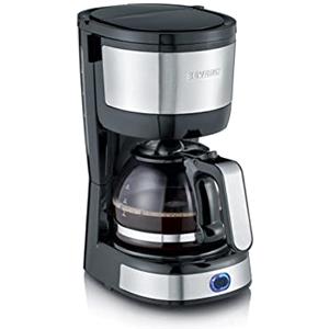 Severin KA 4808, macchina caffè americano usabile anche per preparare tisane e the, filtro permanente lavabile, piastra riscaldante, fino a 0,5 litri, presa Schuko, design compatto, acciaio inox/nero