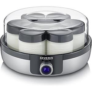 SEVERIN JG 3521 Yogurtiera con display digitale LED e 5 programmi automatici, Yogurtiera Elettrica con 7 vasetti da 150 ml, BPA Free, Macchina yogurt vegano e senza lattosio