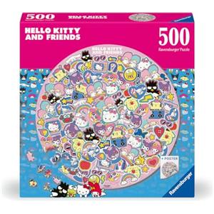 Ravensburger - Puzzle Hello Kitty per Adulti, 500 Pezzi, Collezione Circle of Colors, Puzzle Arte, Idea Regalo per Lei o Lui, Forma Rotonda 52x52cm