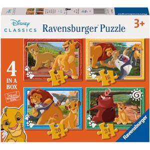 Ravensburger - Puzzle Il re Leone, Collezione 4 in a Box, Idea Regalo per Bambini 3+ Anni, Gioco Educativo e Stimolante, 4 Puzzle 12-16-20-24 Pezzi, 19x14 cm