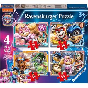 Ravensburger - Puzzle Paw Patrol The Mighty Movie, Collezione 4 in a Box, Idea Regalo per Bambini 3+ Anni, Gioco Educativo e Stimolante, 4 Puzzle 12-16-20-24 Pezzi, 70x50 cm