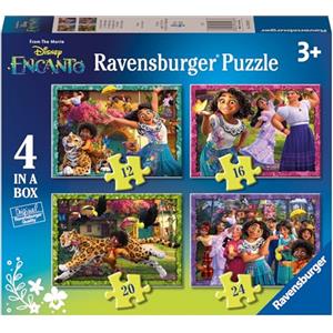 Ravensburger - Puzzle Disney Encanto, Collezione 4 in a Box, Idea Regalo per Bambini 3+ Anni, Gioco Educativo e Stimolante, 4 Puzzle 12-16-20-24 Pezzi, 19x14 cm