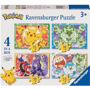 Ravensburger - Puzzle Pokémon, Collezione 4 in a Box, Idea Regalo per Bambini 3+ Anni, Gioco Educativo e Stimolante, 4 Puzzle 12-16-20-24 Pezzi, 19x14 cm