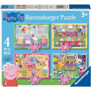 Ravensburger - Puzzle Peppa Pig, Collezione 4 in a Box, Idea Regalo per Bambini 3+ Anni, Gioco Educativo e Stimolante, 4 Puzzle 12-16-20-24 Pezzi, 19x14 cm