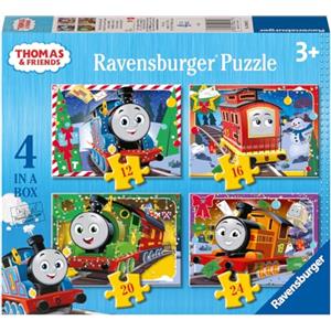 Ravensburger - Puzzle Il Trenino Thomas, Collezione 4 in a Box, Idea Regalo per Bambini 3+ Anni, Gioco Educativo e Stimolante, 4 Puzzle 12-16-20-24 Pezzi, 19x14 cm