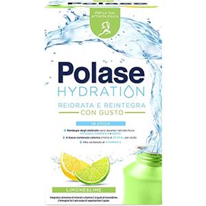 Polase Hydration Integratore Alimentare Sali Minerali, Magnesio e Potassio, Vitamina C, Reidrata e Reintegra, Gusto Limone e Lime, 18 sticks