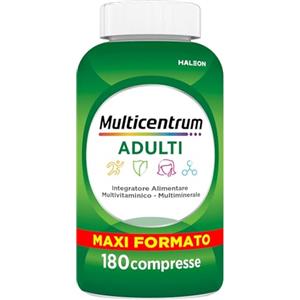 Multicentrum Adulti Integratore Alimentare Multivitaminico Completo Vitamine e Minerali per Adulti, con Vitamina B, D e C, Combatte Stanchezza e Affaticamento, maxi formato 180 Compresse