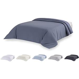 Todocama Set copripiumino in microfibra extra morbido al tatto. (Blu grigiastro - Letto 160/180-240 x 220 cm).