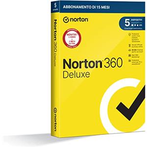 Norton 360 Deluxe 2024, Antivirus per 5 dispositivi, Licenza di 15 mesi, PC, Mac, tablet e smartphone