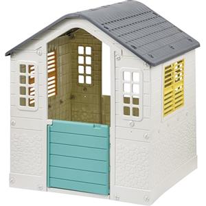 Baroni Toys Casetta da Giardino per Bambini, Casina in Plastica con Porta e Finestre Apribili e con Piccola Porta per Animali, per Bambini 2 Anni +, 109x95x87,5 cm, Classica