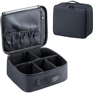 DIMJ Beauty Case da Donna, Organizer per Trucchi con Scomparti in Rete, Tessuto Oxford da Viaggio o da Donna, Set da Viaggio Accessori Utili Organizer per Valigie，Colore Nero