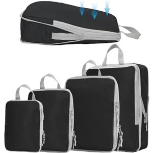 YYDSLEE Organizer Valigia Salvaspazio 4 Pezzi Set Impermeabili Compression Packing Cube Espandibile Ultraleggero Organizer Zaino Viaggio per i Vestiti,Intimo Set da Viaggio per Zaini o Bagagli a Mano