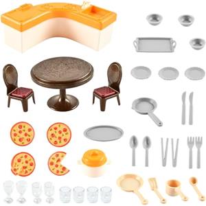 Niumowang Casa delle bambole mobili da cucina, 38 Pezzi Accessori Casa Delle Bambole, Set Cucina da Tavolo in Miniatura, mini accessori da cucina, Cibo per Casa Delle Bambole, per Case Delle Bambole