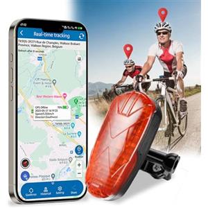 Zeerkeer Localizzatore GPS e Fanale Posteriore per Bicicletta, Antifurto Catadiottro Posteriore con catadiottro e gps tracker, Tracciamento in Tempo Reale, APP Gratuita e traiettoria, Luce Posteriore a LED