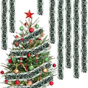 ZoneYan Ghirlanda Tinsel di Natale, ZoneYan 5 Pz Ghirlanda Natalizia per Albero di Natale, 2 m Ghirlanda di Abete Verde, Ghirlanda di Orpelli per Decorazioni della Festa di Natale (Verde Nerastro)