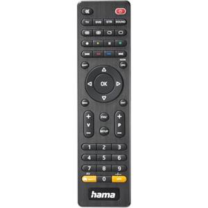 Hama Telecomando universale TV, per 4 dispositivi (infrarossi, tasto intelligente, portata 10 m, ideale ad esempio per TV, lettore DVD, videoregistratore, ricevitore, set top box, preprogrammato) nero