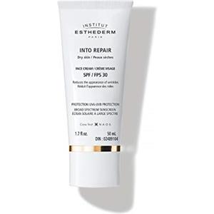 Institut Esthederm - Into Repair - Crema Solare Antirughe e Tonicità - Crema Solare Alta Protezione - Intolleranze Solari - Previene l'Iperreattività Cutanea - Tubetto 50 ml