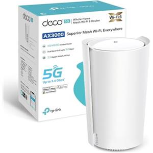 TP-Link Deco X3000-5G Router con Sim, 5G Mesh WiFi 6, AX3000Mbps Dual Band, Modem Ultraveloce con Velocità Fino a 3.4 Gbps, Porta WAN/LAN da 2.5 Gbps, Alexa, Plug&Play