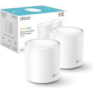 TP-Link Deco X1500(2-pack) Router WiFi 6 Mesh AX1500Mbps, 2 Porte Ethernet Gigabit, Controllo Parental, Router e Ripetitore, Compatibile con Amazon Alexa, 2 Pezzi con Copertura Fino a 370 ㎡