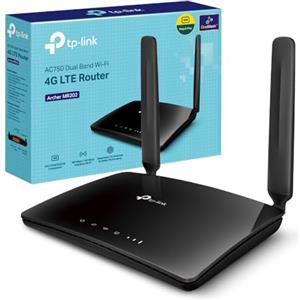 TP-Link Archer MR202 Router WiFi con SIM, Router 4G LTE WiFi Dual-Band AC750Mbps, 3 Porte LAN e 1 LAN/WAN, Plug & Play, 2 Antenne LTE Smontabili, QoS, Onemesh