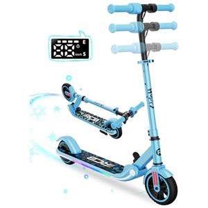 RCB Monopattino Elettrico per Bambini 6-12 Anni, Motore 150W - Max 16 Km/h - Luce LED Arcobaleno - Pieghevole - Display a LED - Velocità e Altezza Regolabili, Regalo per Bambini ed Adolescenti