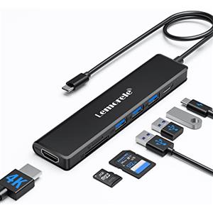 Lemorele Hub USB C 3.0 - Docking Station USB C 8 in 1 Adattatore USB C Hub a HDMI 4K, 3 USB 3.0, PD 100W, SD/TF, USB C HDMI Adattatore Macbook Air/Pro, iPad,Windows, Switch, Steam Deck