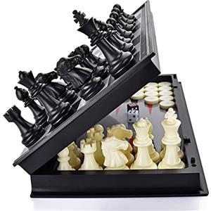 OkidSTEM 3 in 1 Magnetico Scacchiera/Backgammon/Dama, Gioco da Viaggio con Tavola Scacchi Pieghevole (Classico)
