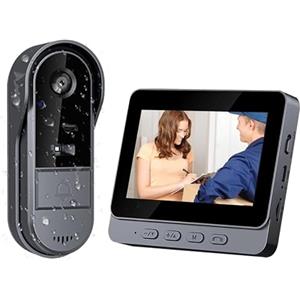Zeerkeer Citofono senza fili esterno Videocamera 1080P Campanello senza fili intelligente Citofoni impermeabile Videocitofono Monitor Colori e Campanello esterno con telecamera Visione Notturna, Supporta SD
