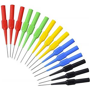 Bstenky SAUTOP 15 pz Test Back Probe Pin, 0.7mm on-distruttivo Pin Test Sonde Pin Isolamento Piercing Ago Multimetro Sonda di Prova per 4mm Banana Plug