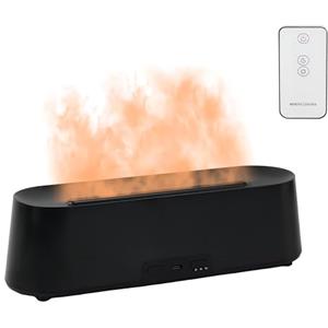 Elitecran 300ml Diffusore di Profumo, 7 Cambi Colori Diffusore di Oli Essenziali, Umidificatore d'aria ad Ultrasuoni, Diffusore di Aromaterapia con Effetto Fiamma, Diffusore di Aromi di Ambiente (Nero)