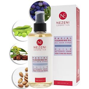 NE NEZENI Nezeni Olio Detergente Struccante 200 ml | 10 ingredienti attivi | 7 Oli | Vegano | Per tutti i tipi di pelle, comprese quelle secche e/o sensibili. BASSO CONTENUTO DI CONSERVANTI