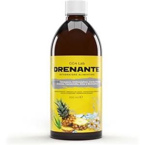 GG4Lab Diuretico Drenante Forte per Ritenzione Idrica Anticellulite Gambe e Pancia Piatta Detox Fegato con Bromelina Aloe Cardo Mariano 500 ml Made in Italy