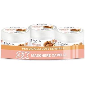 Omia, Maschera Capelli Eco Bio con Mandorla di Sicilia per Capelli e Cute Sensibile, Formula Delicata, Maschera per Lavaggi Frequenti, Senza Siliconi e SLES, 3 Flaconi da 250 ml - Esclusiva Amazon