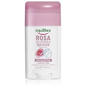 equilibra Corpo, Rosa Ialuronica Deo Stick, Deodorante Stick Adatto per Pelli Sensibili, Deodorante 24H con Complesso Anti-odore, a Base di Rosa e Acido Ialuronico, 75 ml