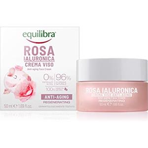 Equilibra Viso, Rosa Ialuronica Crema Viso Anti-aging a Base di Estratto di Rosa Damascena e Acido Ialuronico, Idratante e Levigante, Assorbimento Rapido, Non Unge, 50 ml