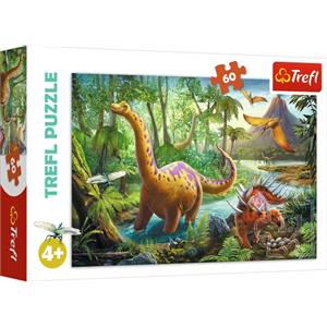 Trefl 60 Elementi, per Bambini dai 4 Anni Puzzle, Colore Il Cammino dei Dinosauri, Weg der Dinosaurier, 17319