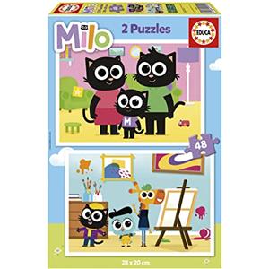 Educa - Set di 2 puzzles per bambini con 48 pezzi | Milo. Misure: 28 x 20 cm. Raccomandato da 4 5 6 anni (19542)