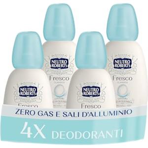 Neutro Roberts, Deodorante Vapo Fresco Classico, Zero Sali di Alluminio, Con Puro Olio di Glicerina, Deodorante Uomo e Donna, Plastica 100% riciclata, Zero gas, 48h - 4 Pezzi da 75 ml