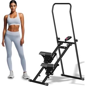RIDEONMOP Vertical Stair Climber, Foldable Compact Stair Climber for Vertical Cardio Exercises, New Version of Vertical Stair Climber for Full-Body Workout, Adjustable Dumbbell,Nero