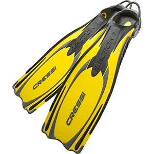 Cressi Reaction Ebs Fins Pinne Alte Prestazioni per Immersione con Ebs Strap, Unisex Adulto, Giallo/Argento, L/XL (45/47)