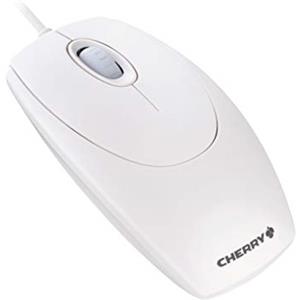 CHERRY WheelMouse optical, Mouse a Filo, Design Simmetrico per Destrimani e Mancini, Sensore Ottico, Connessione USB, Adattatore PS/2 Incluso, Bianco-Grigio