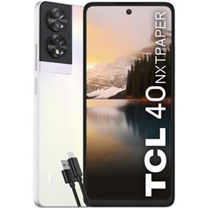 TCL 40NXTPAPER - Smartphone 4G Display 6.78'' FHD+90 Hz, 256 GB, 8 GB RAM (+ 8GB RAM virtuale), Tripla Camera da 50 Mpx, Android 13, Batt. 5010 mAh, Dual Sim, Bianco, USB Type-C Aggiuntivo