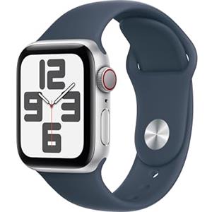 Apple Watch SE (2ª generazione, 2023) GPS + Cellular 40mm Smartwatch con cassa in alluminio color argento e Cinturino Sport blu tempesta - S/M. Fitness tracker, monitoraggio del sonno.